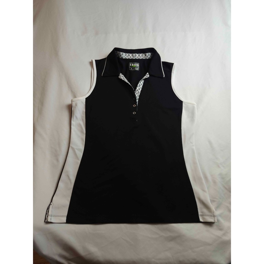 Izod Golf Polo Shirt Womens Medium Black Knit Athleisure Outdoor Activewear